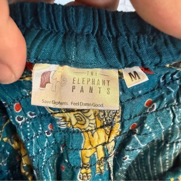 Teal Elephant Patterned Harem Pants - Picture 8 of 8